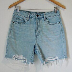 Distressed Mom Jean Shorts Hidden California Denim Light Wash Raw Hem Size Small